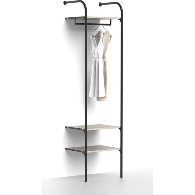 Eteisen säilytysjärjestelmä Mirror Line Nivo, tangolla ja hyllyillä, 2080-2480x600x520mm, kashmir