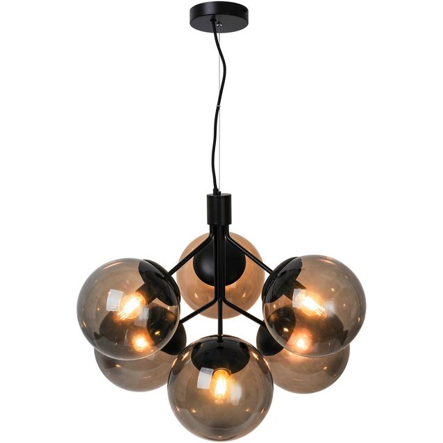 Riippuvalaisin Nordlux Ivona, 6-osainen, Ø620x445mm, musta/savunharmaa