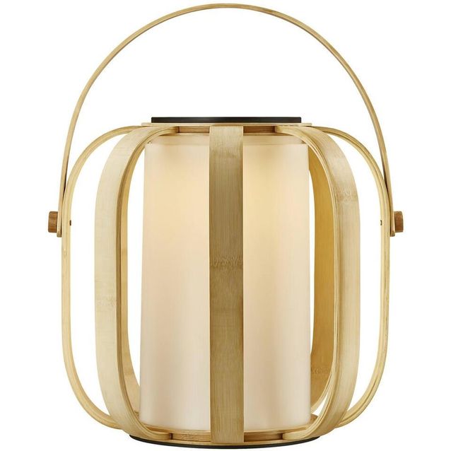 Aurinkokennolyhty Nordlux Bob To-Go, Ø32cm, 2700K, IP44, bambu