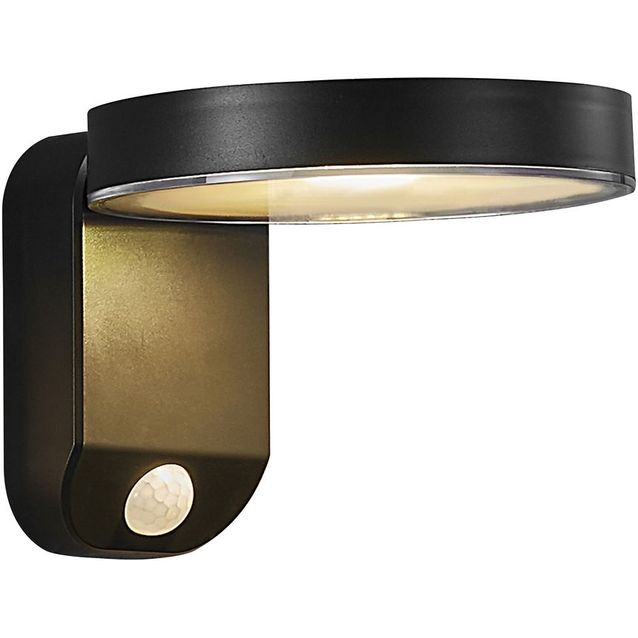 Aurinkokennoseinävalaisin Nordlux Rica Round, liike- ja hämärätunnistimella, IP44, musta