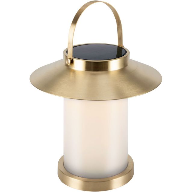 LED-aurinkokennovalaisin Nordlux Temple To Go 30 USB-ladattava messinki
