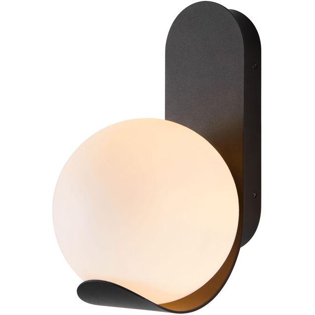 Seinävalaisin Nordlux Dalius, ulkokäyttöön, musta/opaalivalkoinen