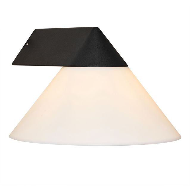 Seinävalaisin Nordlux Linas, ulkokäyttöön, musta/opaalivalkoinen