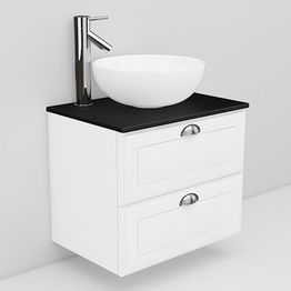 Allaskaappi ja Coast-allas Noro Flexline 16.3 musta taso 600 mm valkoinen kehysovi