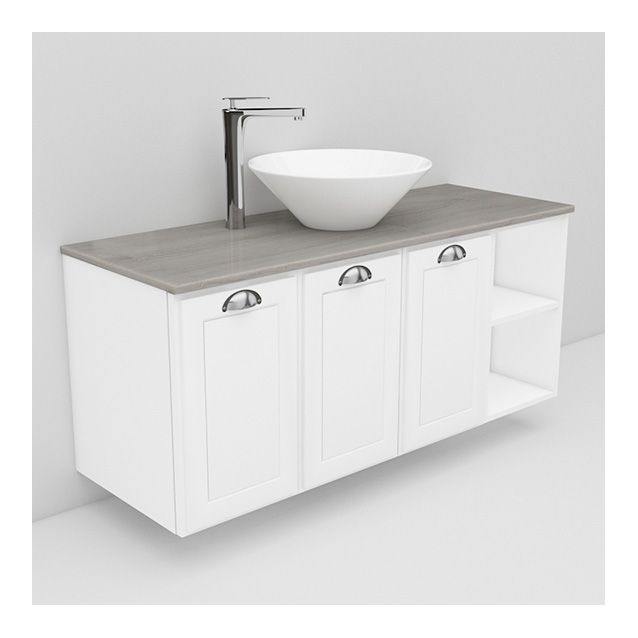 Allaskaappi marmoritasolla ja malja-allas Loop Noro Flexline 131.3 1200 valkoinen hiottu raami