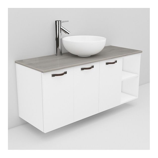 Allaskaappi marmoritasolla ja malja-allas Coast Noro Flexline 133.1 1200 valkoinen