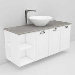 Allaskaappi ja Loop-allas Noro Flexline 139.3 1200 mm marmoritaso valkoinen kehysovi