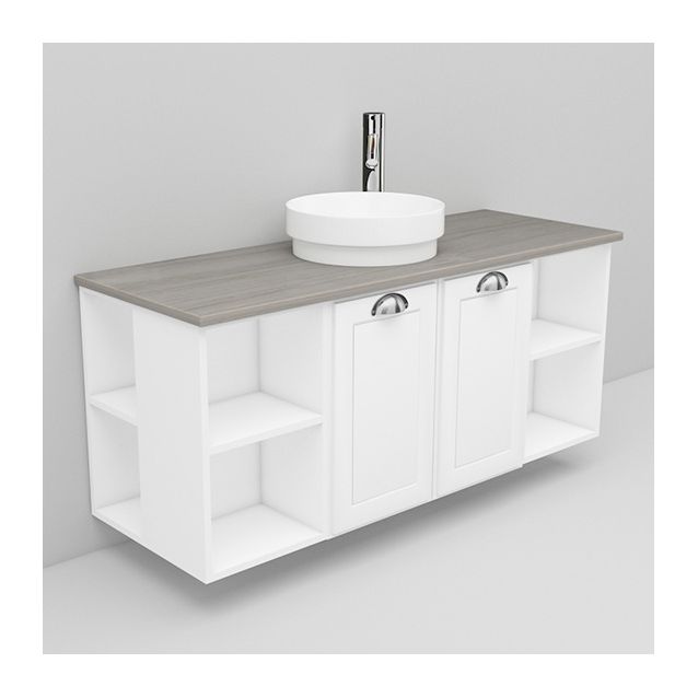 Allaskaappi marmoritasolla ja malja-allas Peak Noro Flexline 148.3 1200 valkoinen hiottu raami