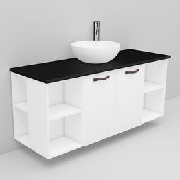 Allaskaappi ja Coast-allas Noro Flexline 152.1 musta taso 1200 mm valkoinen