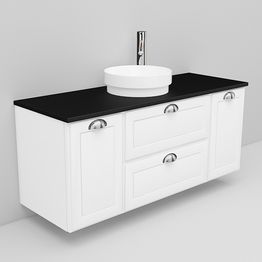 Allaskaappi ja Peak-allas Noro Flexline 159.3 musta taso 1200 mm valkoinen kehysovi