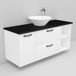 Allaskaappi ja Loop-allas Noro Flexline 166.1 musta taso 1200 mm valkoinen