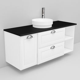 Allaskaappi ja Peak-allas Noro Flexline 167.3 musta taso 1200 mm valkoinen kehysovi