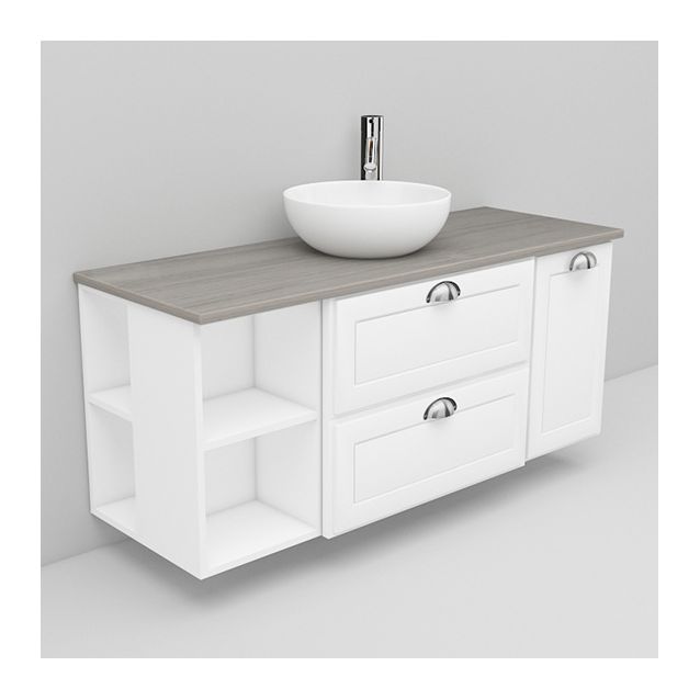 Allaskaappi marmoritasolla ja malja-allas Coast Noro Flexline 173.3 1200 valkoinen hiottu raami