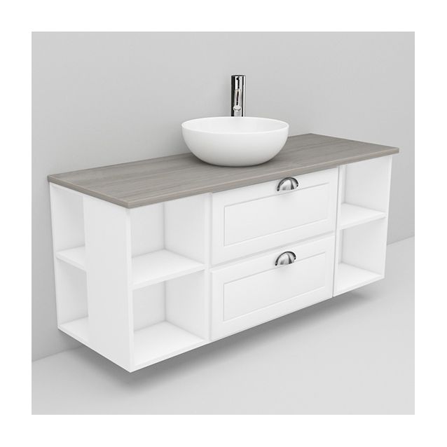 Allaskaappi marmoritasolla ja malja-allas Coast Noro Flexline 181.3 1200 valkoinen hiottu raami