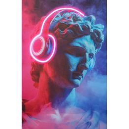 Käsintehty seinätaide Nordih Led Neo Statue Beats, 120x80cm, LED-valoilla