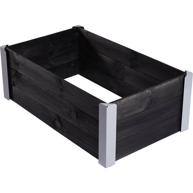 Istutuslaatikko, maalattua puuta, musta, metallikulmilla 33 x 93 x 53 HORTUS