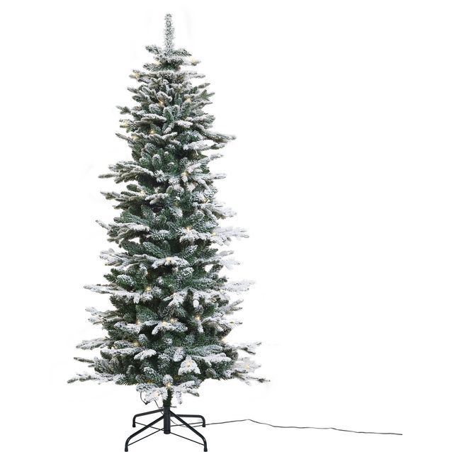 Joulukuusi Nordic Winter, kapea PE/PVC, lumella ja valoilla, luokka A, 180x86cm