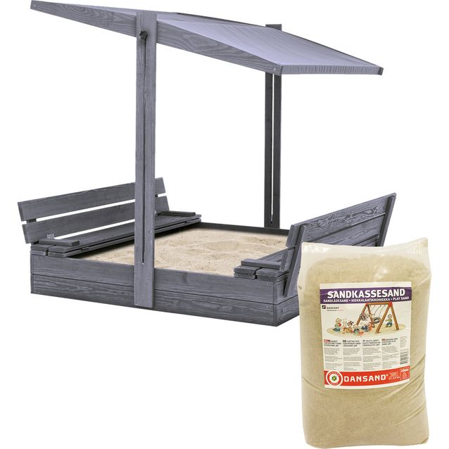 Hiekkalaatikko katolla sisältää hiekan Nordic Play, 1200x1200 mm harmaa puu