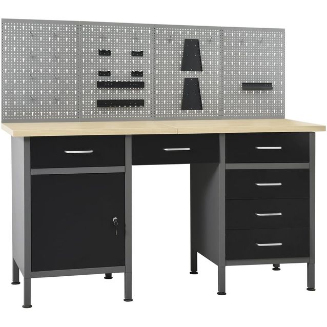 Neljän seinäpaneelin työpöytä