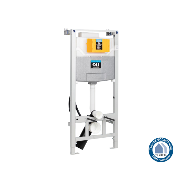 WC:n seinäasennuselementti OLI 120 Nordic, piilohuuhtelusäiliö, Pex-liitin