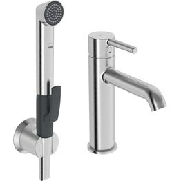 Pesuallashana Oras Optima Style 2606FH-105 Bidetta-käsisuihkulla, harjattu teräs