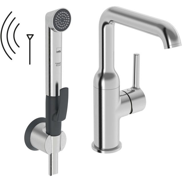 Pesuallashana Oras Optima Style 2615FH Smart Bidetta -käsisuihkulla, 3V, Bluetooth, korkea, harjattu teräs