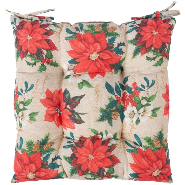 Cushion for chair, WINTER FLOWERS 40x40cm, poinsettia