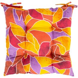 Tuolin pehmuste Home4You LONETA 40x40 cm, punainen lehtikuosi, monivärinen
