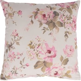 Koristetyyny Home4You HOLLY 45x45 cm, maalatut ruusut, vaaleanpunainen