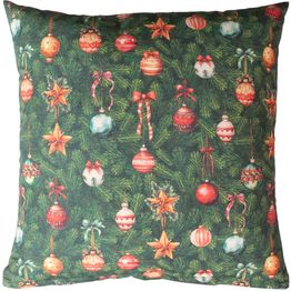 Koristetyyny Home4You CHRISTMAS NEW 45x45 cm, joulukoristeet kuusessa, monivärinen