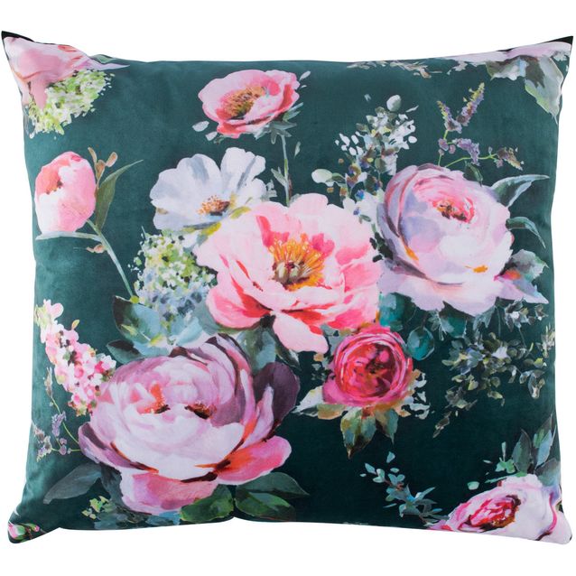 Pillow HOLLY 65x65cm, roses/dark green