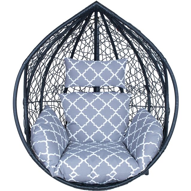 Cushion for hanging chair DROPLET grey rhombus
