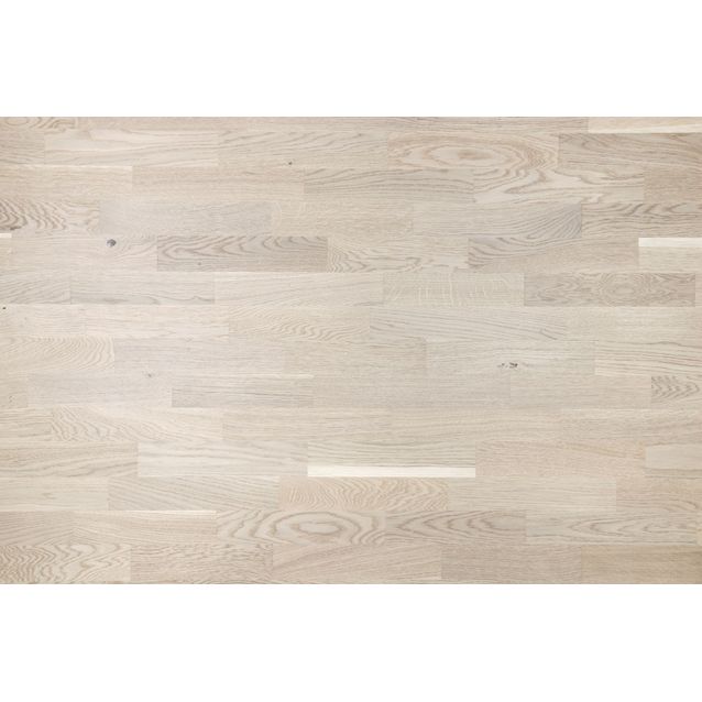 Lautaparketti Baltic Wood Country Tammi, 3-sauva, 13,3mm, valkoinen mattalakattu