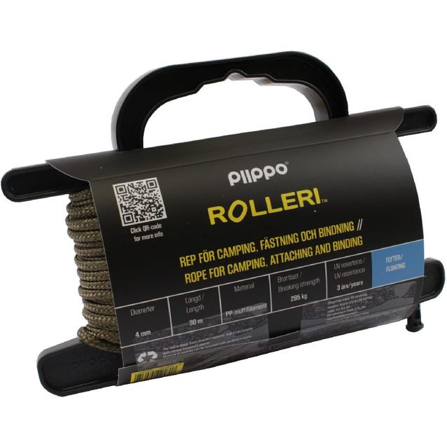 Rolleri Piippo palmikoitu PP-multifilamentti 4mm x 30m, olive green