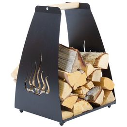 Puunkantoteline PP-Tuote Liekki, musta, puukahvalla