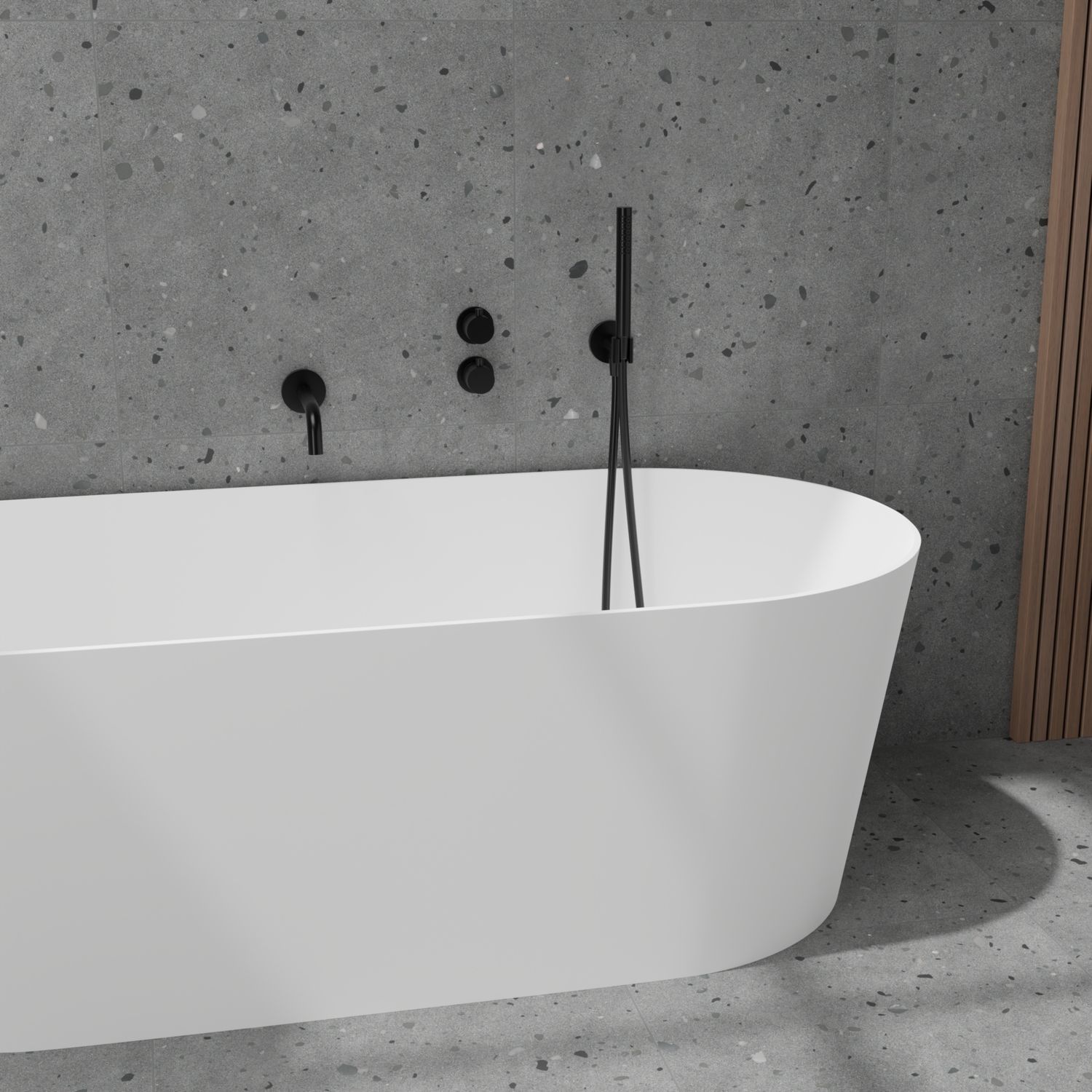 Suihkusetti Scandtap Steel Harmonized 4 Shadow, termostaattihanalla, vettä säästävä, juoksuputkella, piiloasennus, musta