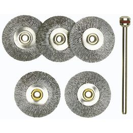 Teräslankaharjasarja Proxxon 28952 – 5 harjaa, Ø 22mm, 2,35mm varsi pyörötyökaluille