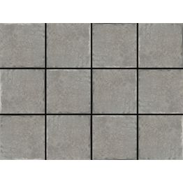 Lattialaatta Laattapiste LPC Tudor Grey, 10x10cm, lasitettu klinkkeri, strukturoitu, matta, 30x40cm liimatäpläarkilla