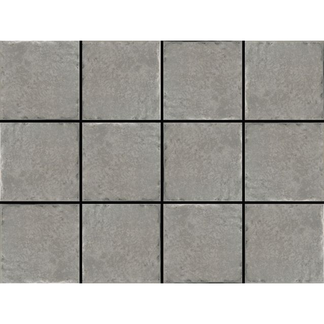 Lattialaatta Laattapiste LPC Tudor Grey, 10x10cm, lasitettu klinkkeri, strukturoitu, matta, 30x40cm liimatäpläarkilla