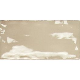 Seinälaatta Pukkila Manacor Beige Argile kiiltävä strukturoitu 7,5x15 cm