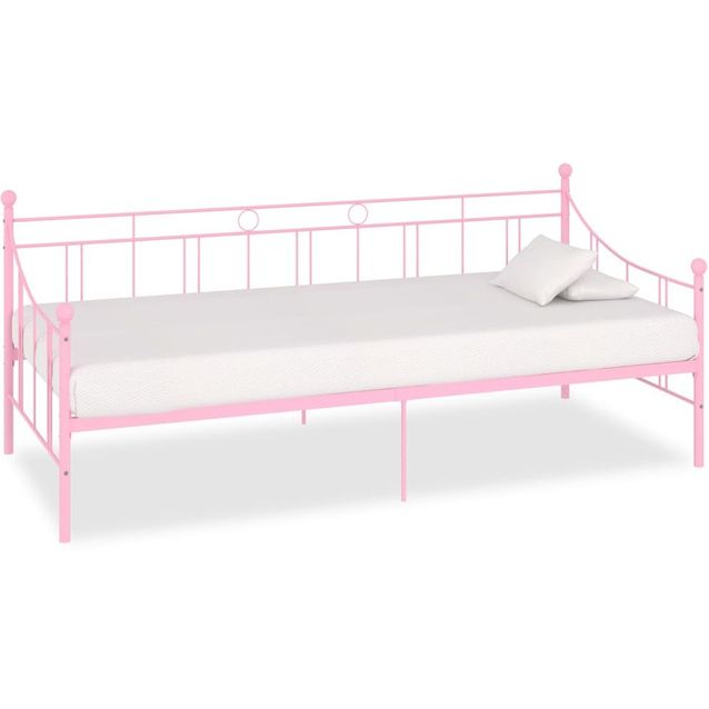 Päivävuoteenrunko pinkki metalli 90x200 cm_1