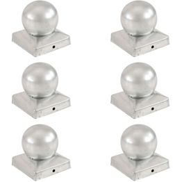 Pallon muotoiset tolpan kärjet 6 kpl galvanoitu metalli 91x91mm
