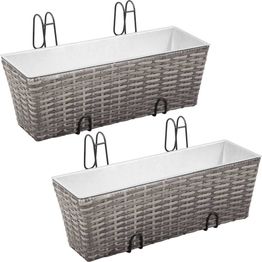 Parvekkeen korotetut kukkalaatikot 2x50cm polyrottinki