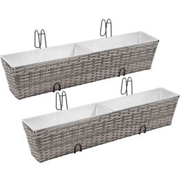 Parvekkeen korotetut kukkalaatikot 2x80cm polyrottinki