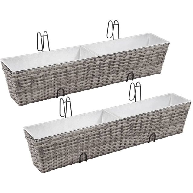 Parvekkeen korotetut kukkalaatikot 2x80cm polyrottinki_1