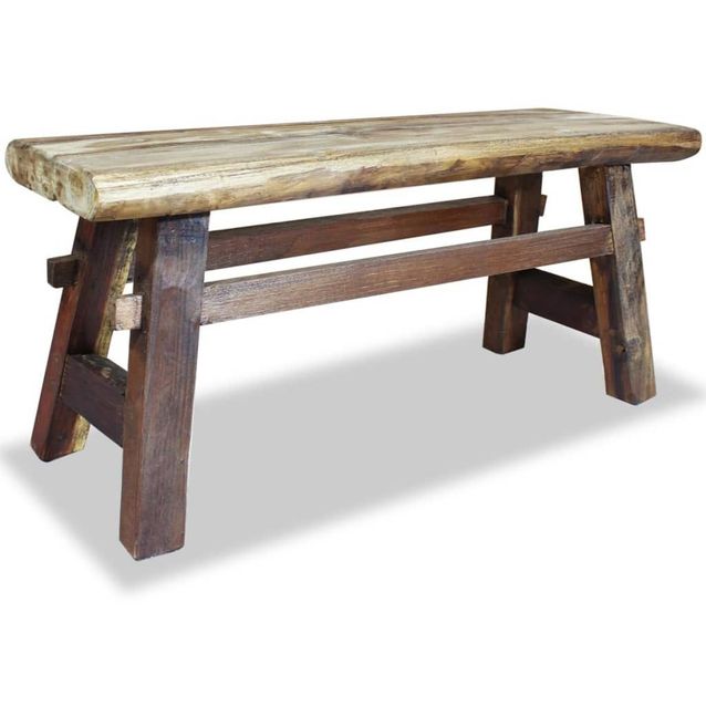 Penkki kiinteä kierrätetty puu 100x28x43 cm_1