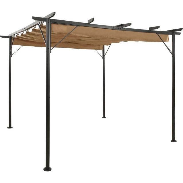 Pergola sisäänvedettävä katto taupe 3x3 m teräs 180 g/mâ²_1