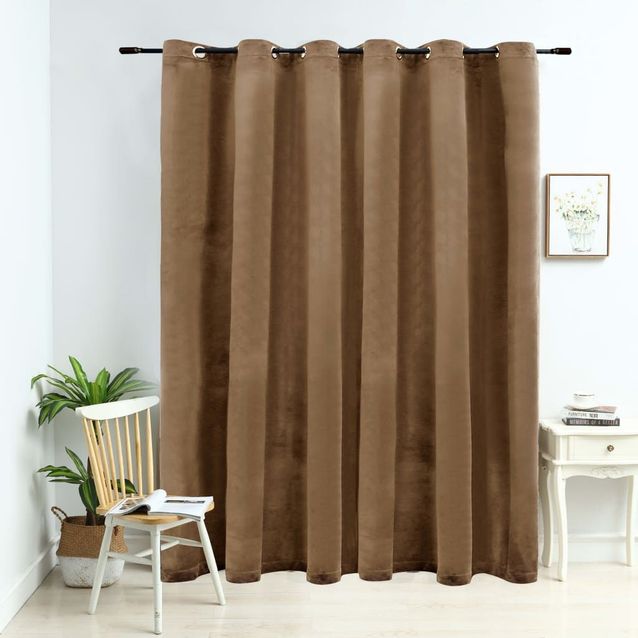 Pimennysverho metallirenkailla sametti beige 290x245 cm_1
