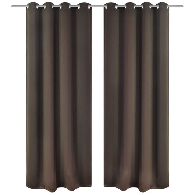 Pimennysverhot purjerenkailla 2 kpl 135x175 cm ruskea_1