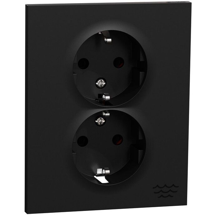 Pistorasia ELKO Plus 2-osainen/16A/250V/IP21 UPR musta OceanPlastic